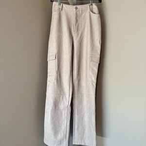 Wimen’s Bagatelle Vegan‎ Leather Straight Leg Cargo Pants Size XS Stone